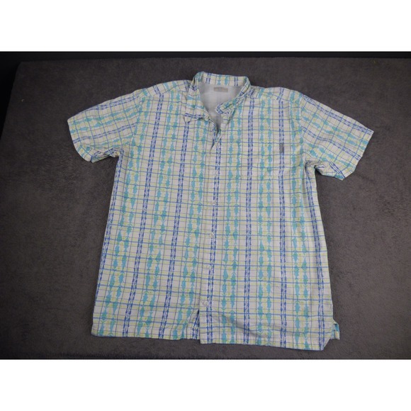Columbia Other - Columbia PFG Mens Blue Green Fish Print Short Sleeve Button Down Shirt XL
